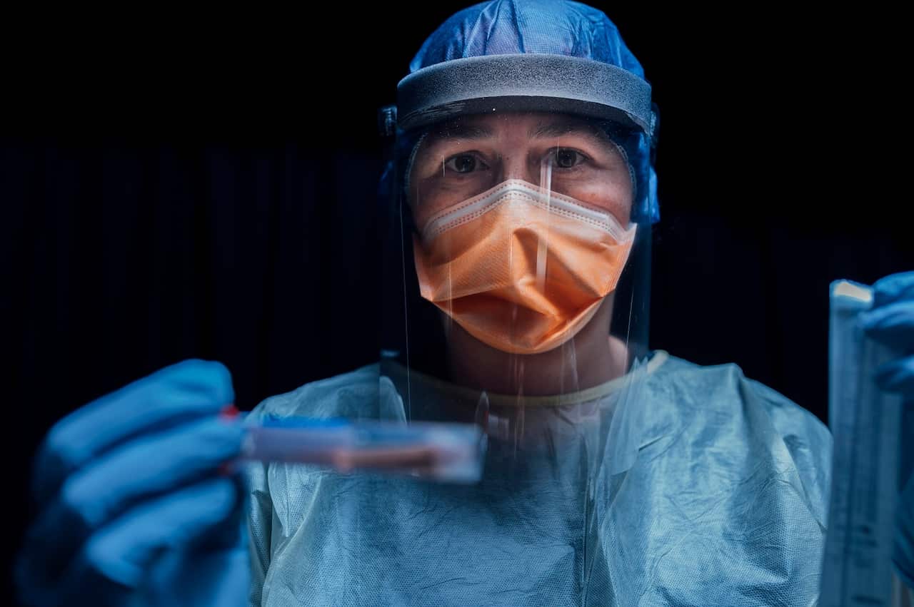 Registered Nurse Fiona McDonald at the ACT's drive through COVID-19 testing facility