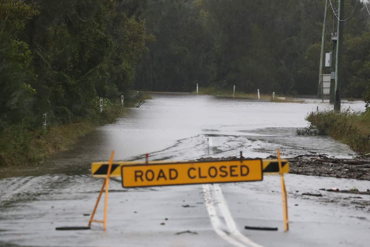 A flooded street in Port Macquarie, NSW, on 23 March, 2021. 