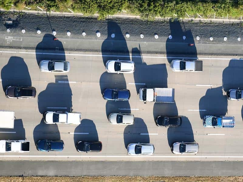 A file image of an aerial view of traffic on the Pacific Highway.