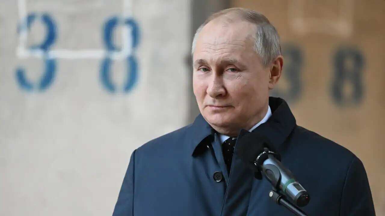 Russian President Vladimir Putin visits the construction site of the National Space Agency on the premises of the Khrunichev State Research and Production Space Centre, in Moscow, Russia, 27 February 2022.