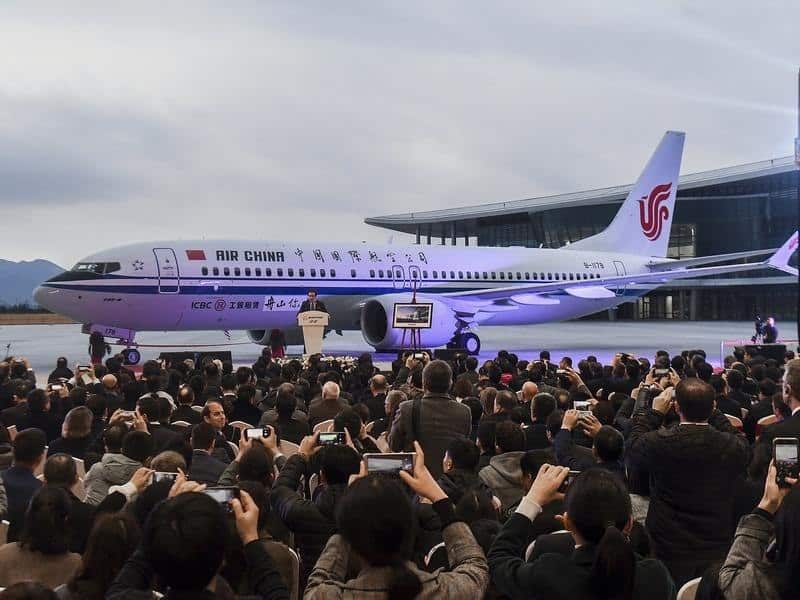 An Air China Boeing MAX 8 airliner