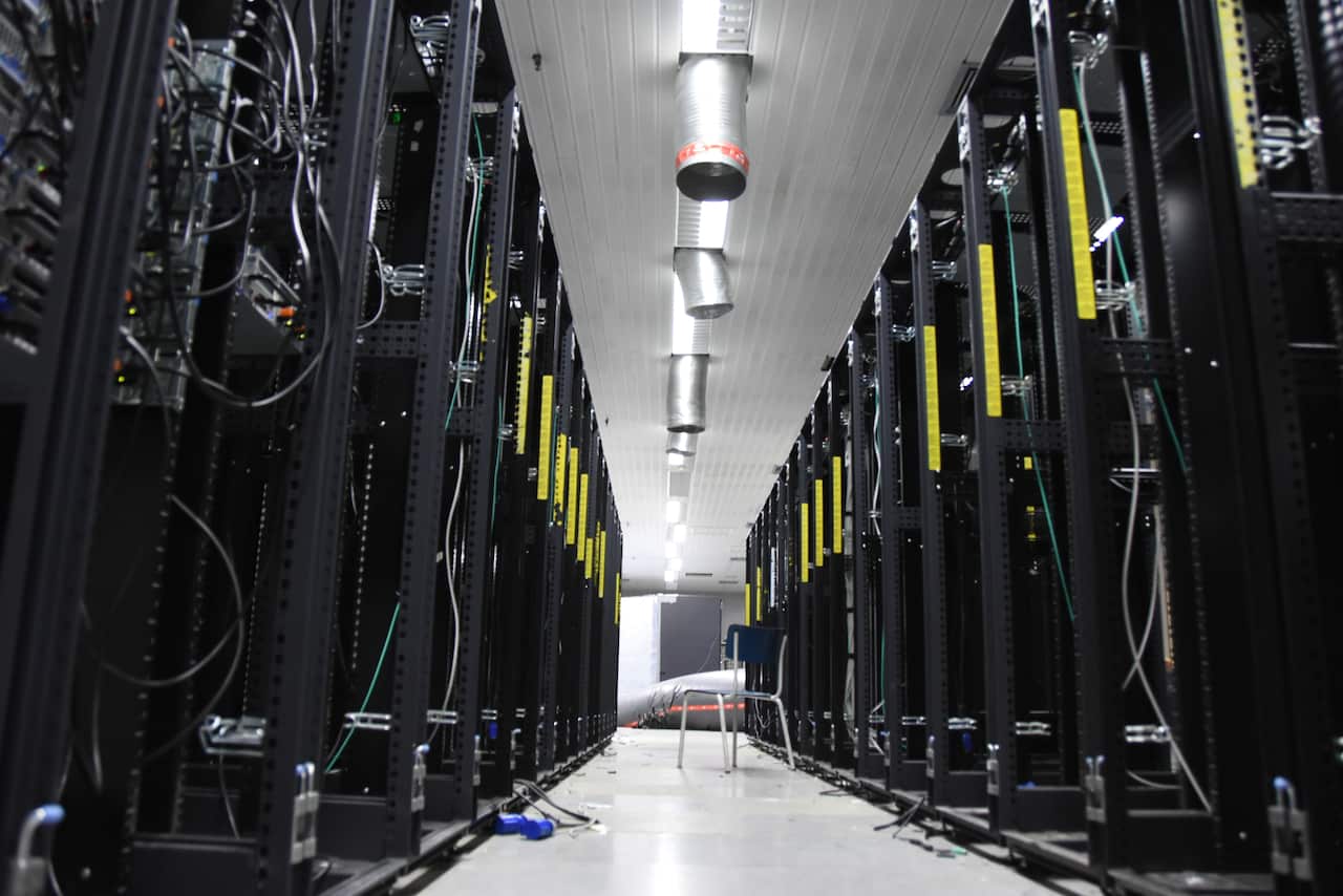 A handout photo made available by the German state criminal police shows server components of an illegal computer center