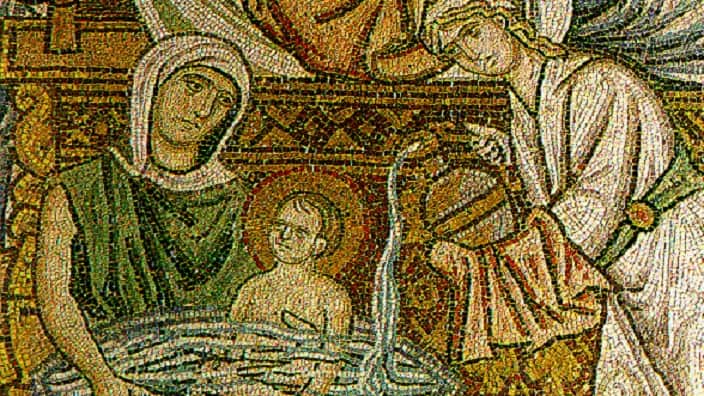A mosaic from the 11th-century Byzantine monastery of Daphni, north-west of central Athens, in Greece