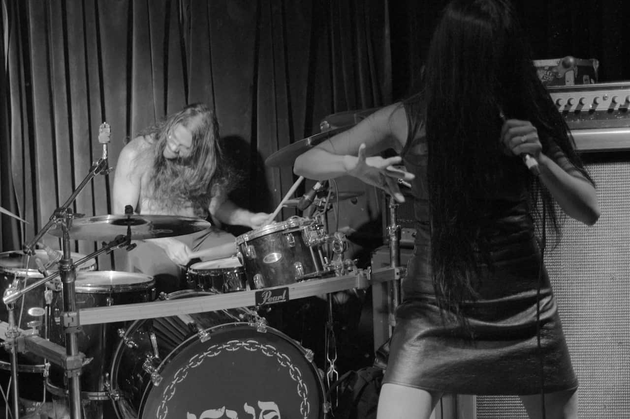 Rama Parwata (left) and Karina Utomo from Rinuwat at a performance in May 2022.