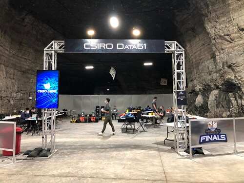 Team CSIRO's Data61's work area in the mega cavern.