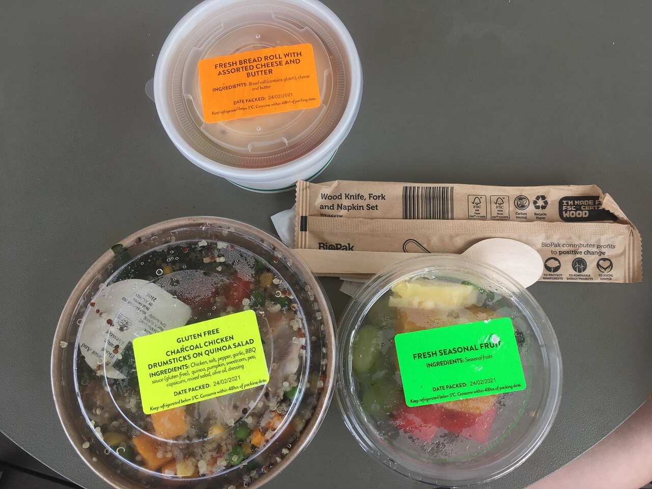 Meal at the Darwin quarantine facility