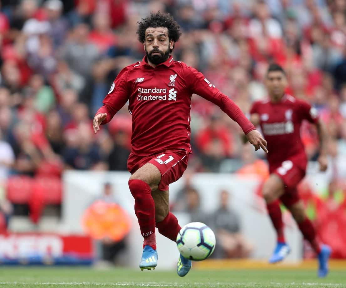 Liverpool's Mohamed Salah during the Premier League match at Anfield