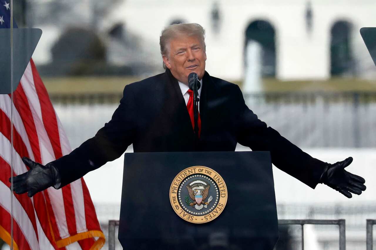 Then-President Donald Trump speaks to his supporters near the White House in Washington on 6 January, 2021.