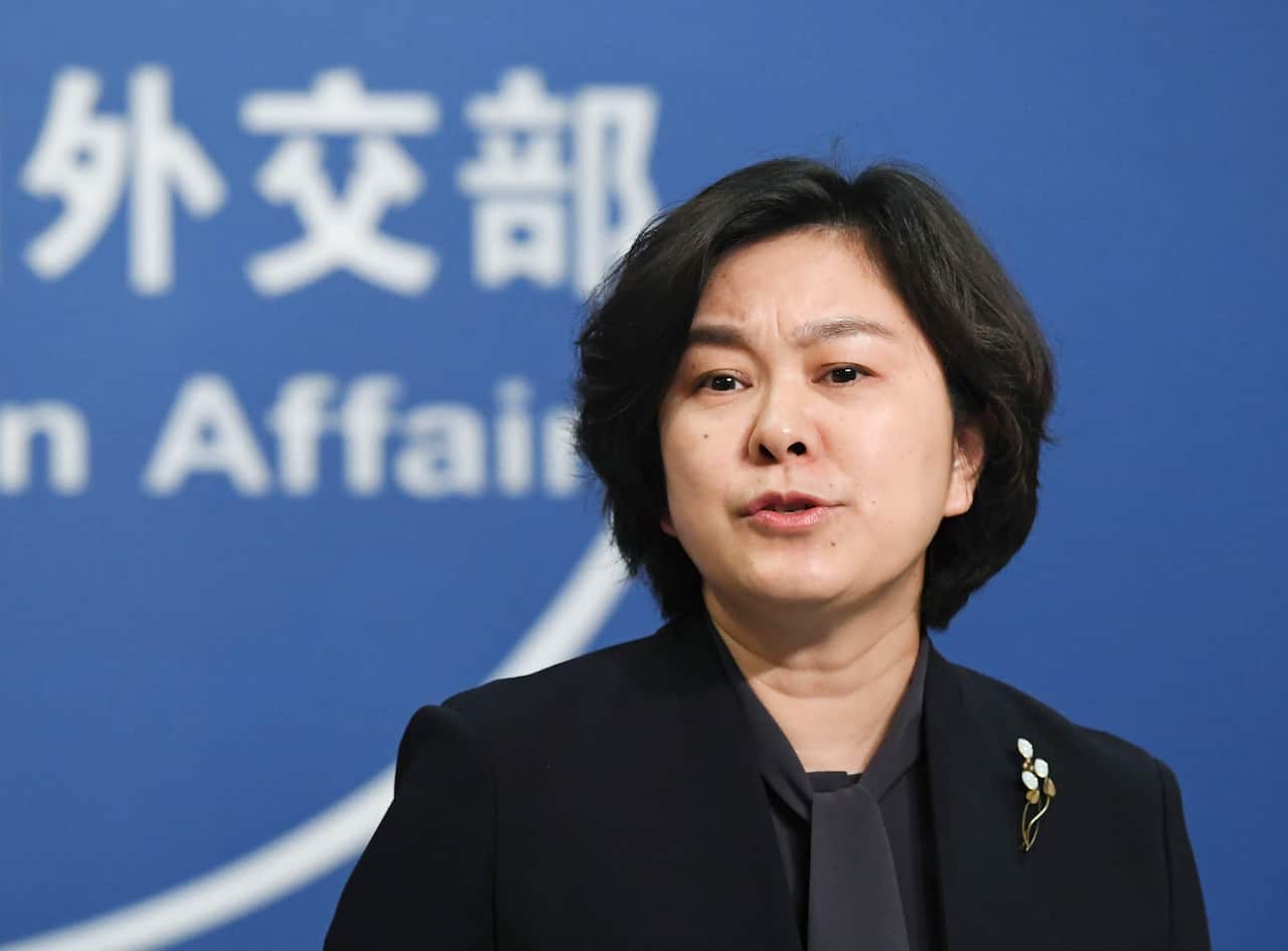Chinese Foreign Ministry spokeswoman Hua Chunying speaks at a press conference in Beijing on May 6, 2020.