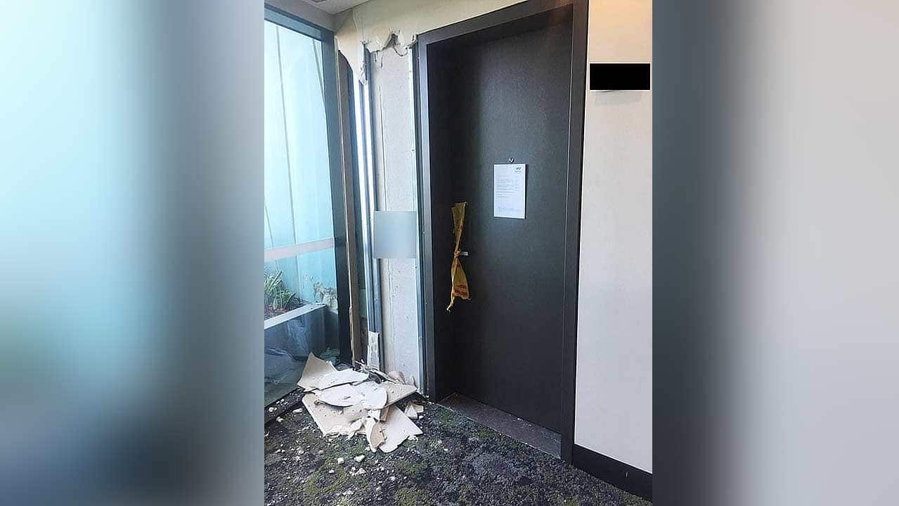The damaged section on the tenth floor. 