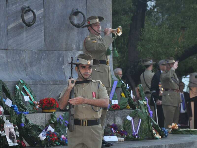 The Last Post is played at the Anzac Day dawn service in Adelaide
