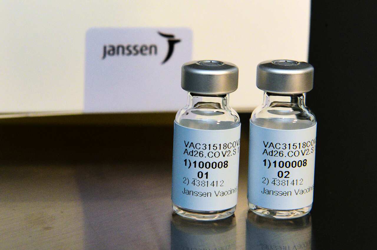 A photo provided by Johnson & Johnson showing the Janssen COVID-19 vaccine.