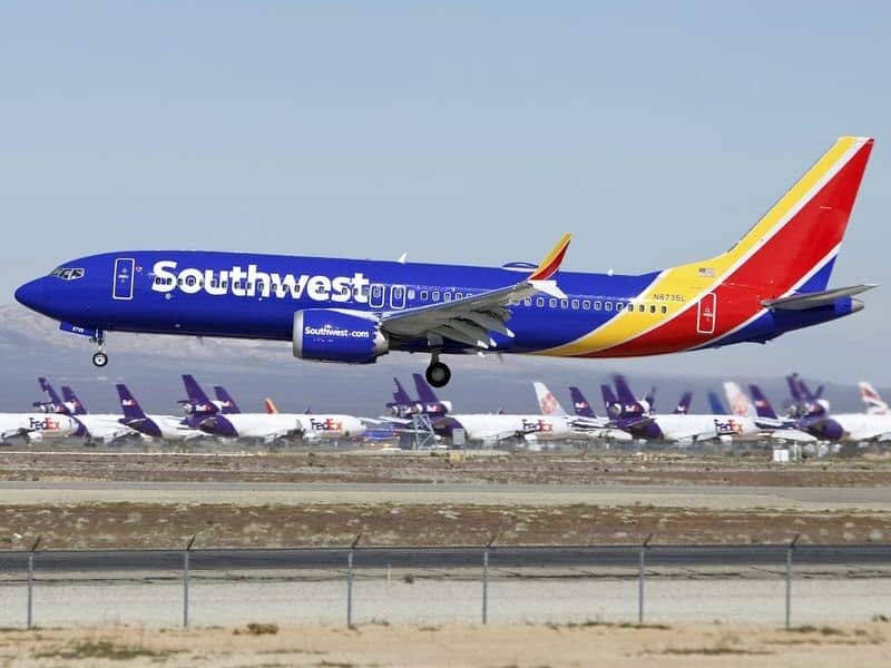 A file image of a Southwest Airlines Boeing 737 MAX aircraft