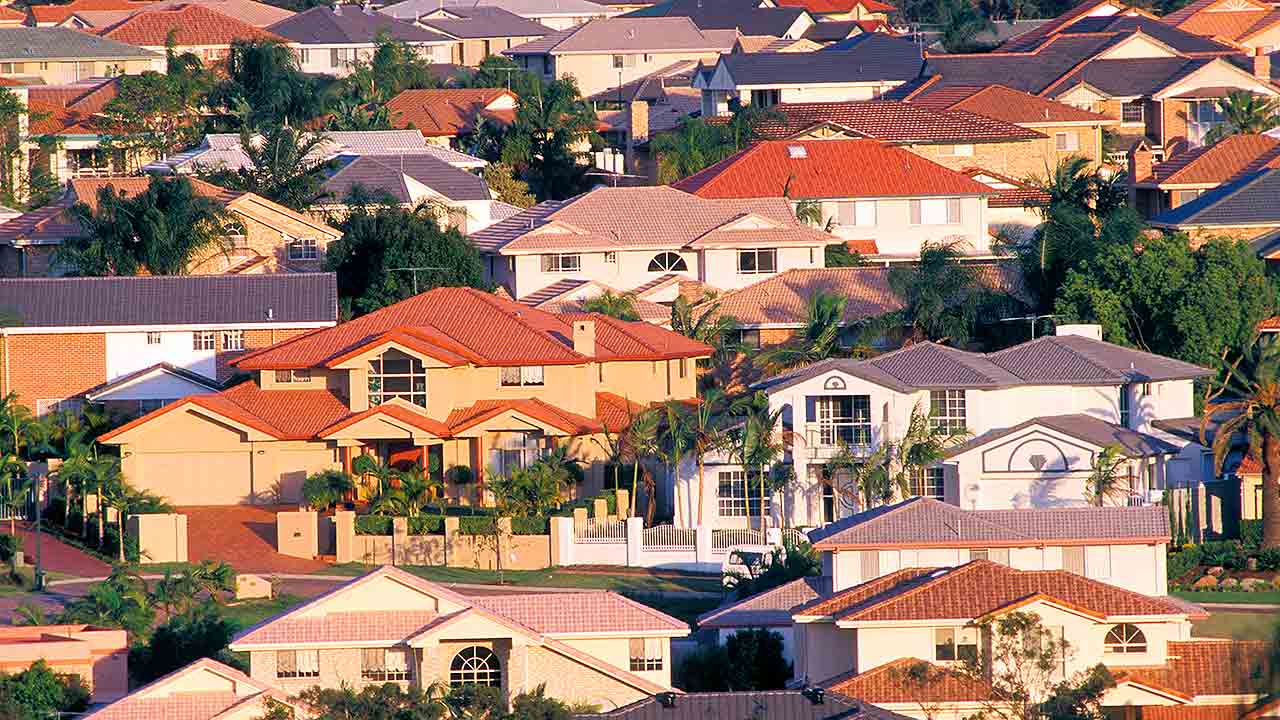 An aerial view of housing