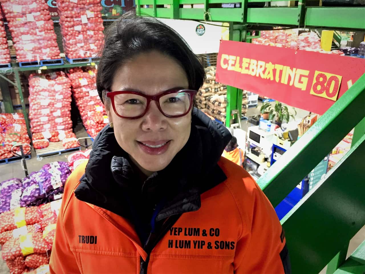 Trudi Yip still works in the family produce business. 