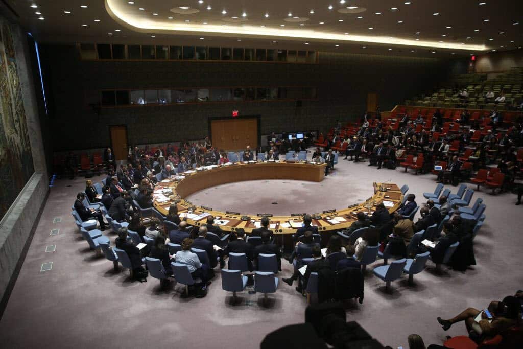 A general view of a United Nations Security Council meeting.
