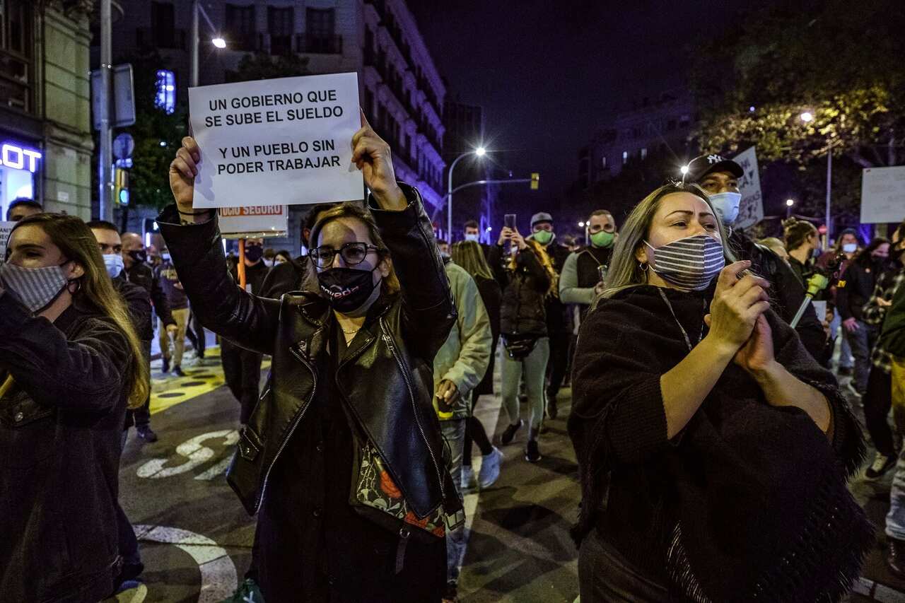 A protest in Barcelona against the latest lockdown in Spain