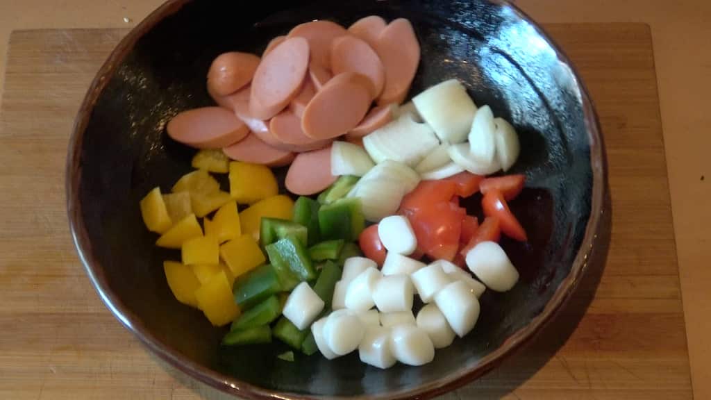 Tteok Sausage cheese gratin