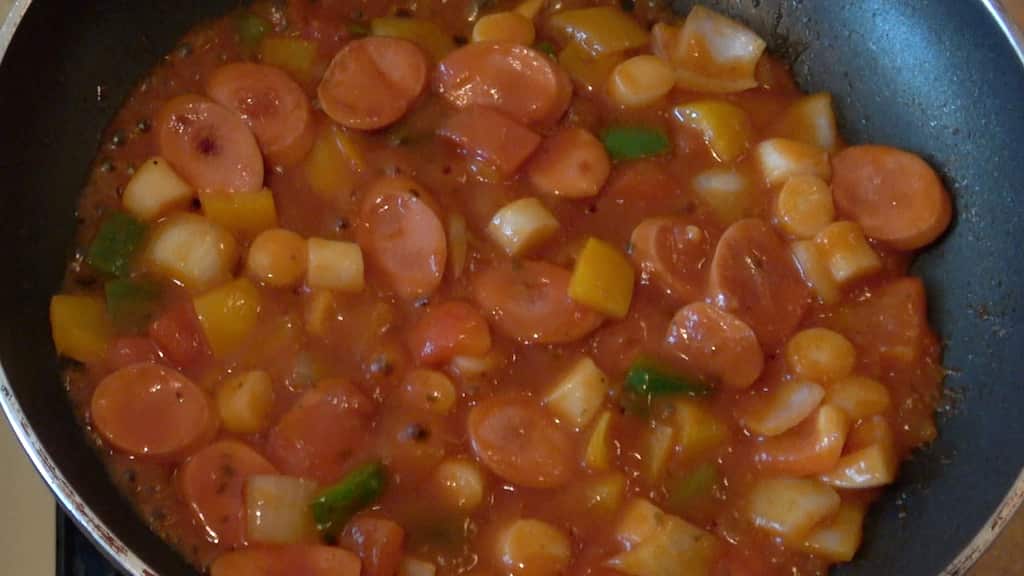 Tteok Sausage cheese gratin