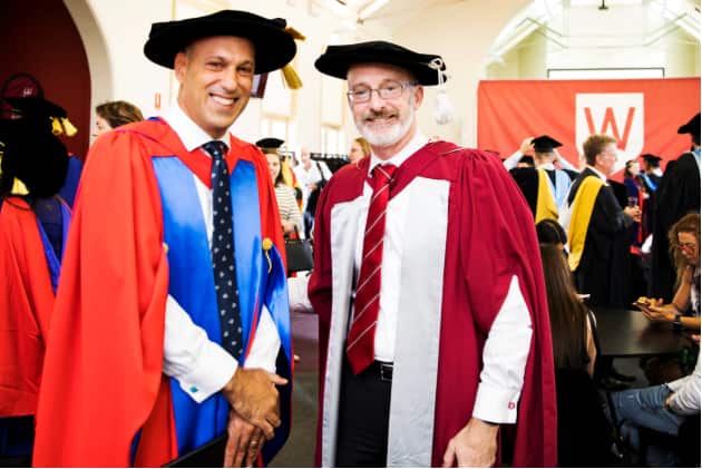 Imad Abdul-Karim and Pro-Vice Chancellor Kevin Dunn Supplied: Sally Tsoutas