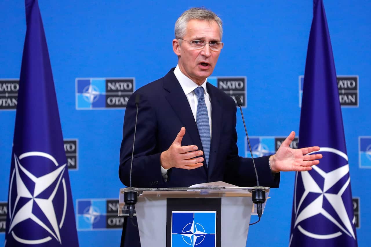 NATO Secretary General Jens Stoltenberg during a joint press conference.