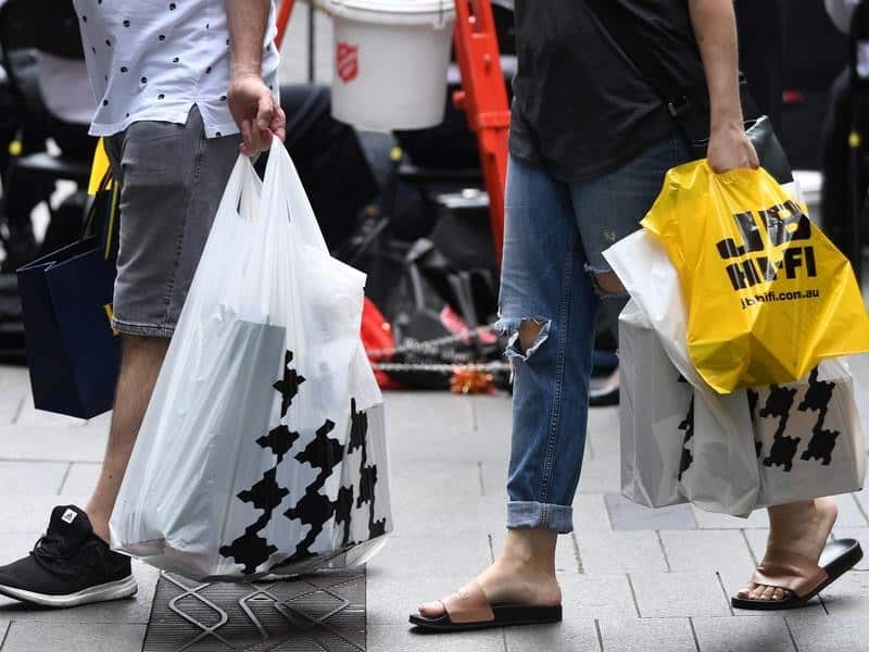 Shoppers are seen during the Christmas trade period in central Sydney