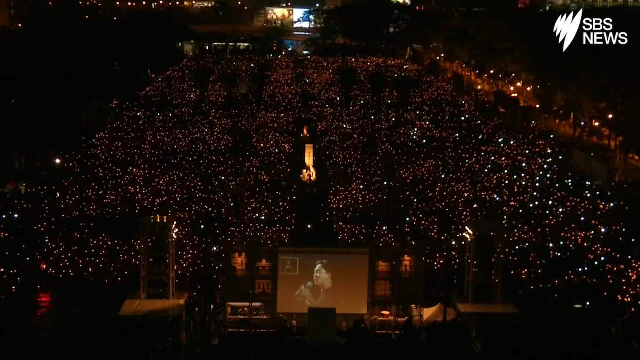 Thousands attend vigil for Tiananmen Square anniversary in Hong Kong.