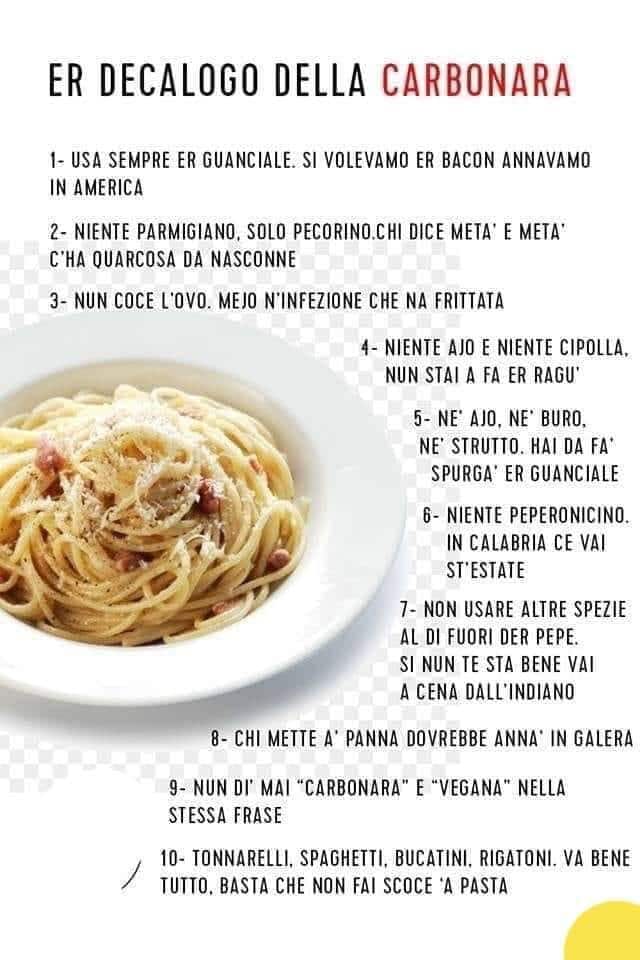 Il decalogo della carbonara