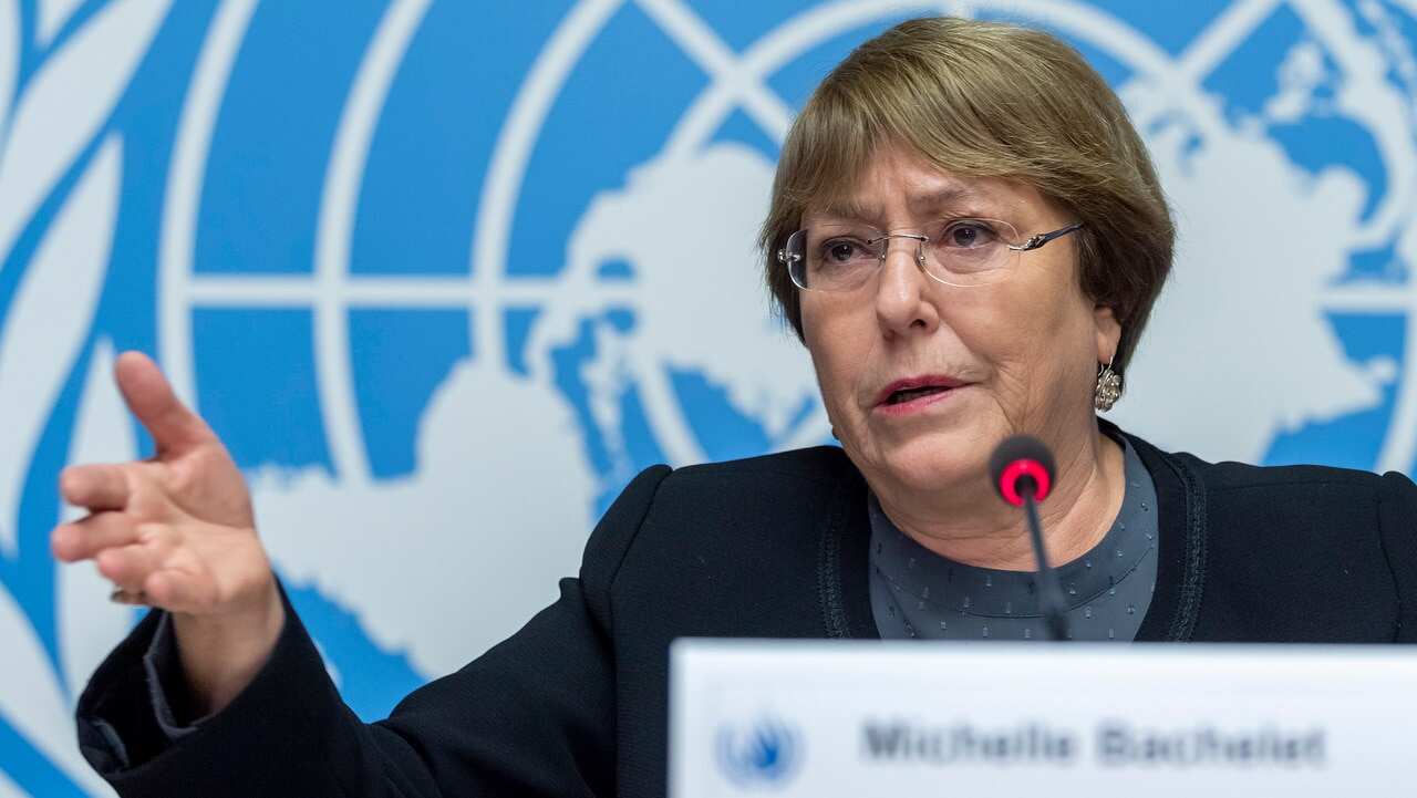 UN High Commissioner for Human Rights Chilean Michelle Bachelet, speaks about the 70th anniversary of the Universal Declaration of Human Rights.