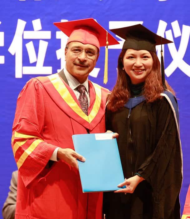 Prof Deep Saini (left) at a convocation ceremony