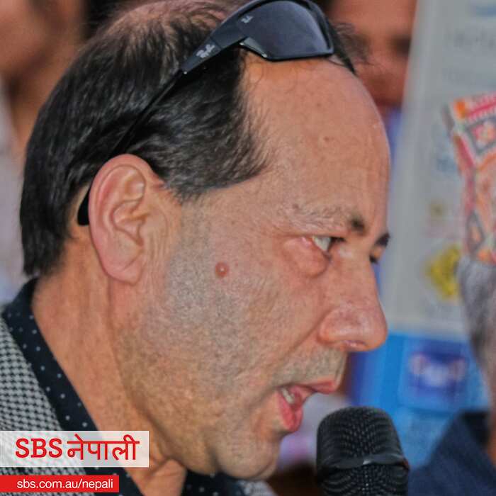 Deepak Dhamala at a prayer organised for departed soul of Nepali Student Nishchal Ghimire