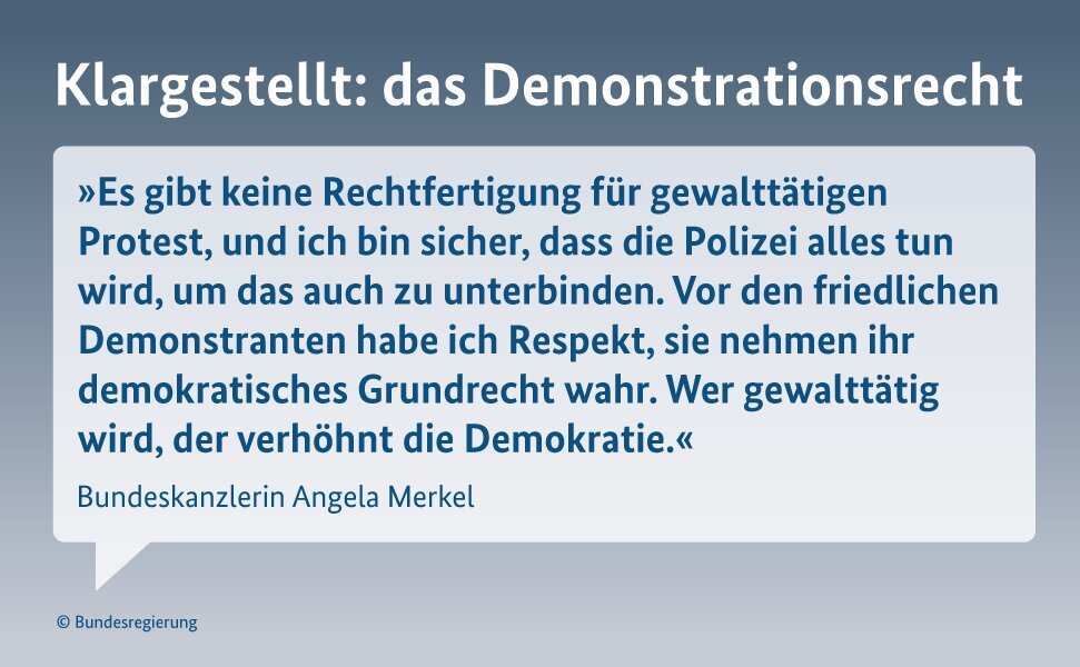 Angela Merkel spricht sich gegen Proteste aus