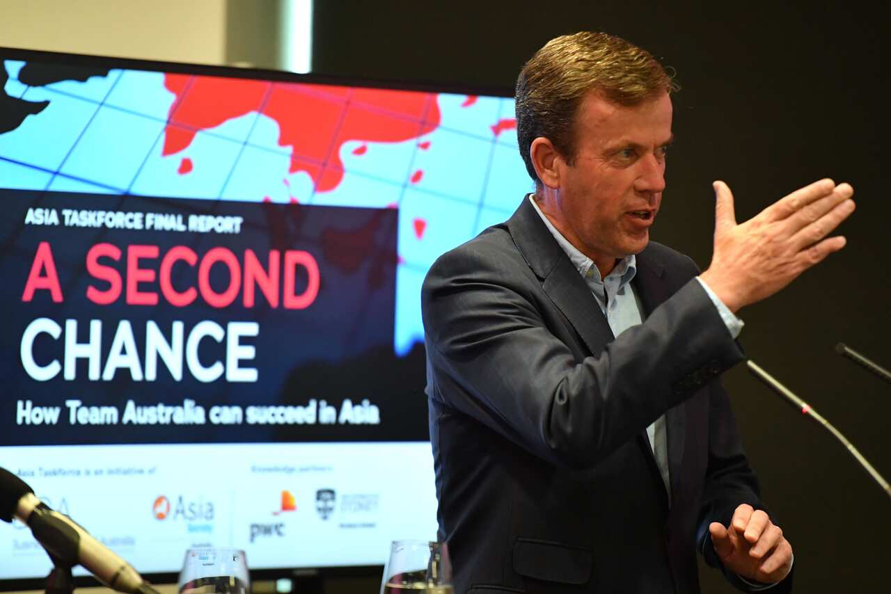 Minister for Trade Dan Tehan speaks at the release of the Asia Society and Business Council’s Asia Taskforce final report in Canberra. Wednesday, April 7, 2021. (AAP Image/Mick Tsikas) NO ARCHIVING