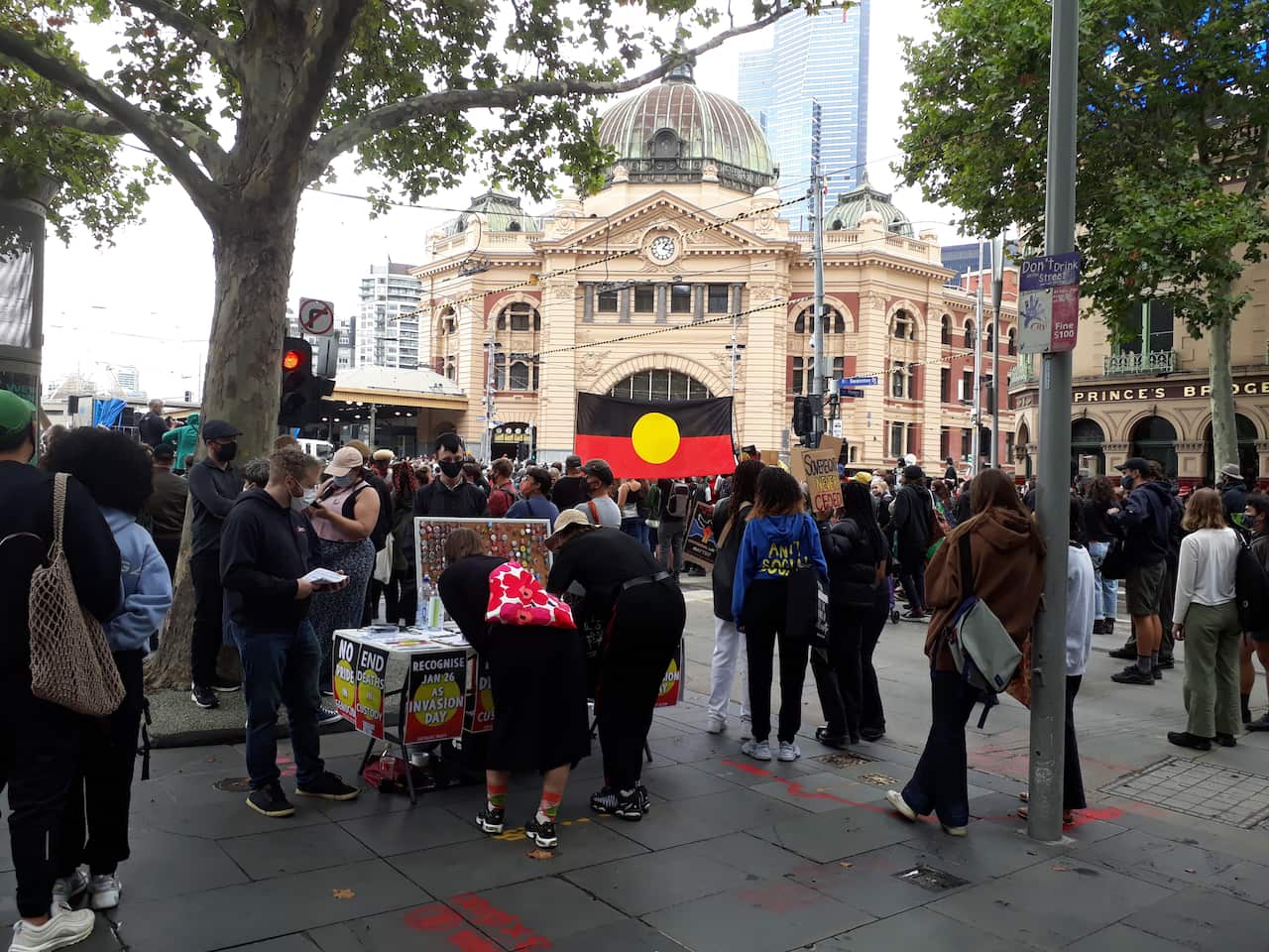 Demonstration in Melbourne to support the First Nations' people, 26 Jan 2021.