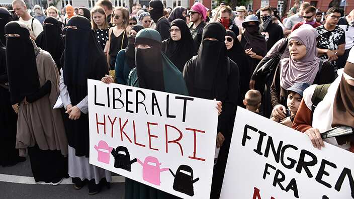 Demonstrations in Denmark against ban on niqab
