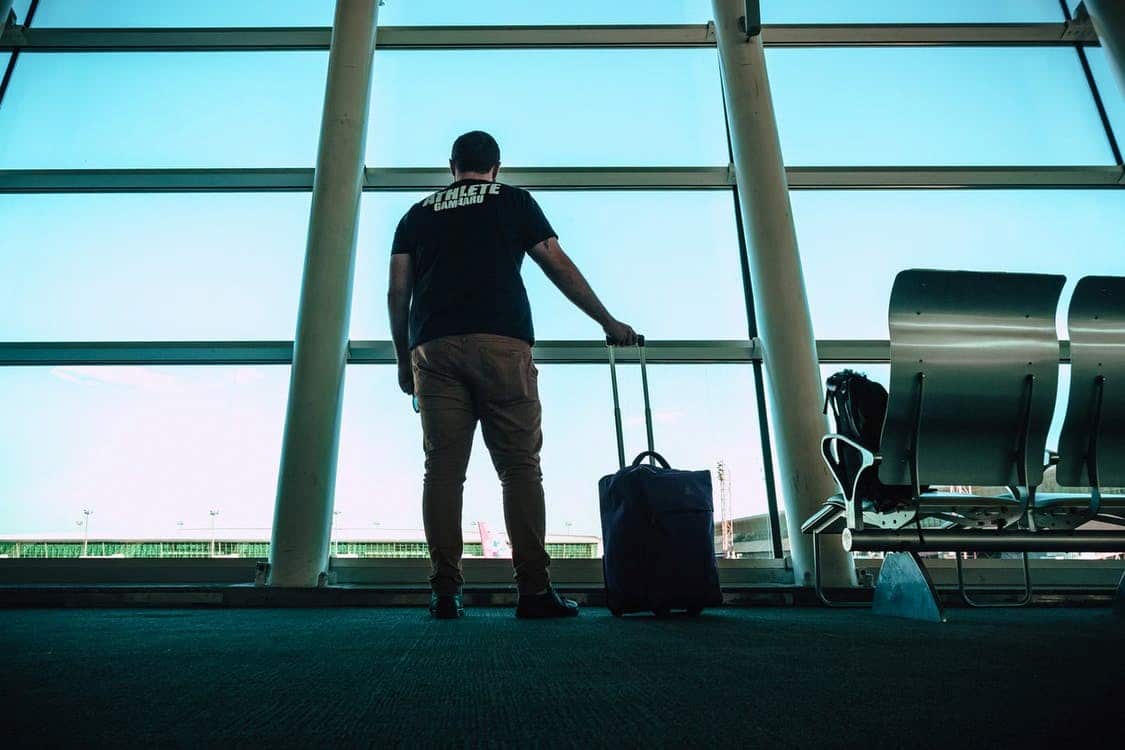 A male traveller at airport