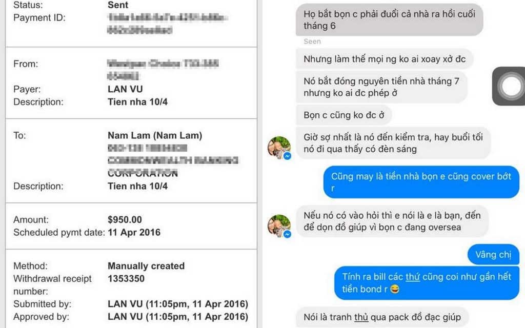 Bank Statement và Tin nhắn giữa những người trong cuộc