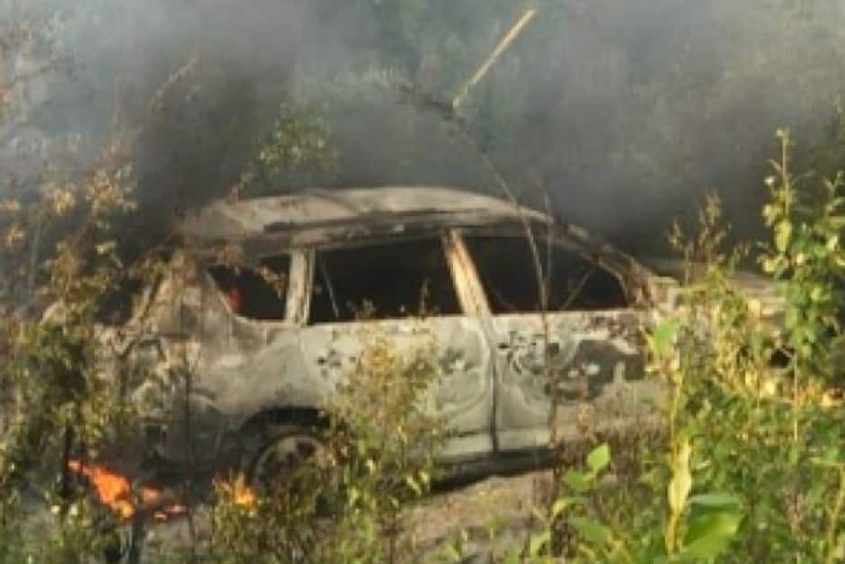 The car used by the two teenagers suspected of murdering Lucas Fowler and his girlfriend was found torched.