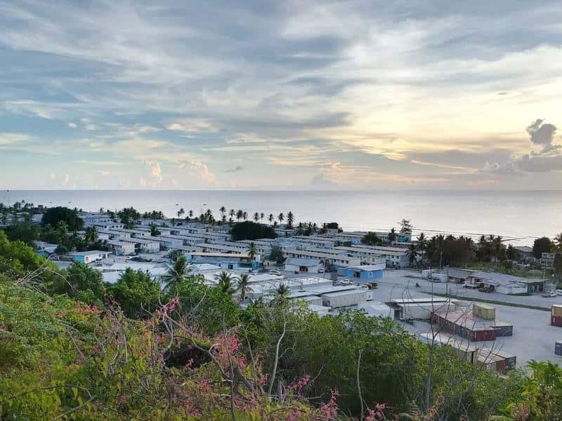 The settlements and hospital on the island of Nauru.