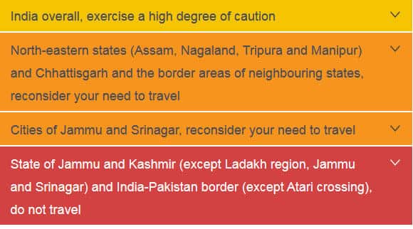 DFAT's Travel Advisory to India