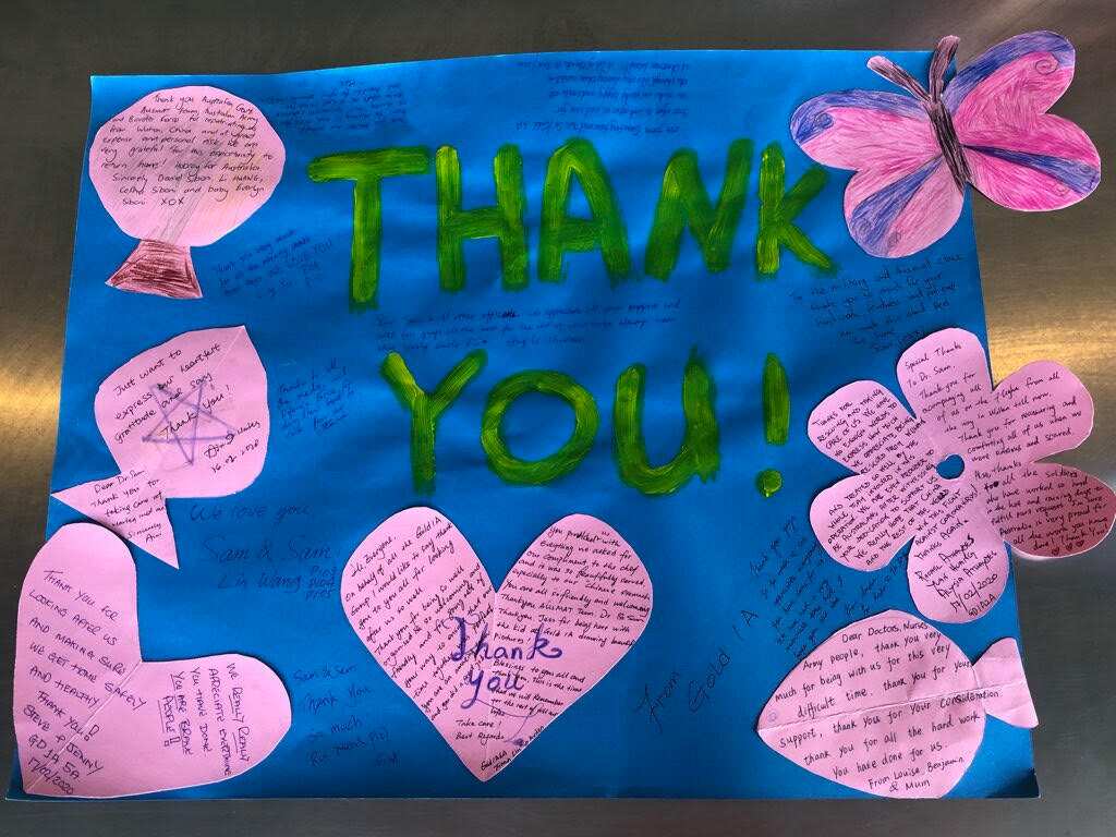 Thank you card made for Christmas Island volunteers by quarantined Australians