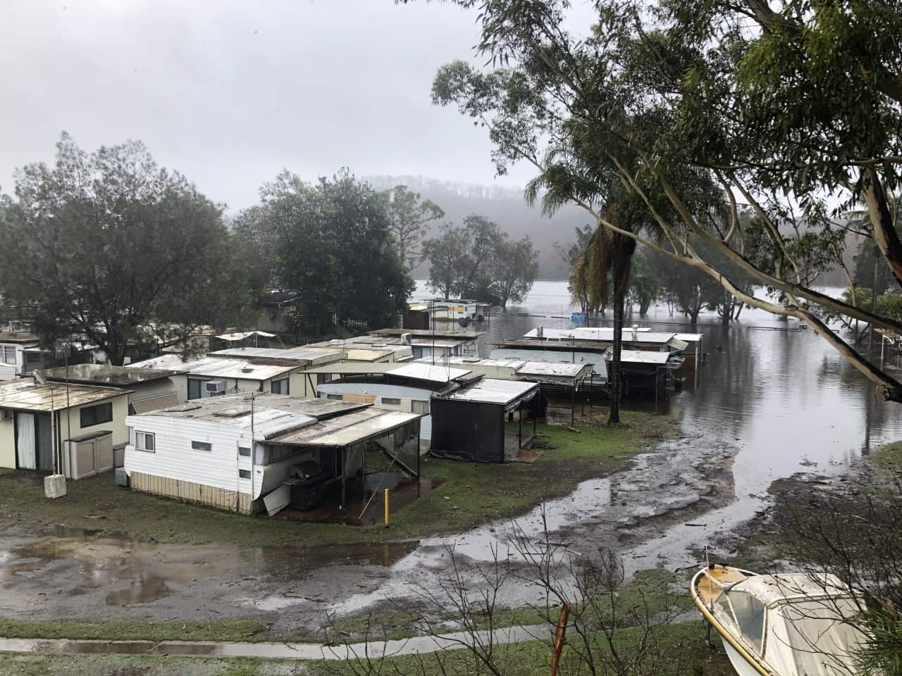 Flood damage at the caravan park at Lake Conjola.