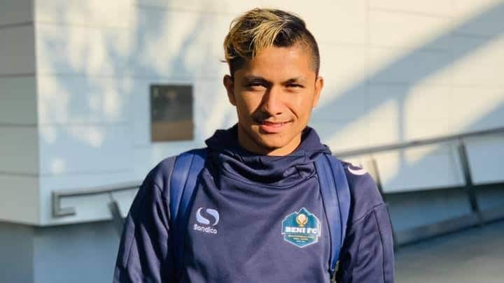 Dhiren Shahi from Beni FC scored two goals against Machhapuchhre FC and was also awarded the "Man of the Match" in Gurkha Nepalese Community football competition 2019.