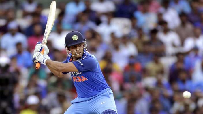 Indian cricket player Mahendra Singh Dhoni bats during the first one-day international cricket match between India and Australia in Chennai, India, Sunday, Sept. 17, 2017. (AP Photo/Rajanish Kakade)