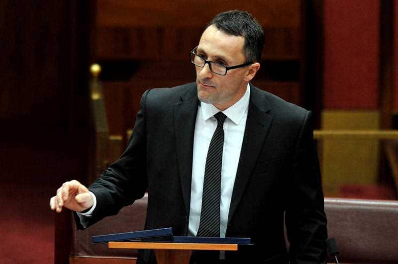 Richard Di Natale delivers his maiden speech to the Senate in Canberra, Tuesday, Aug. 16, 2011.