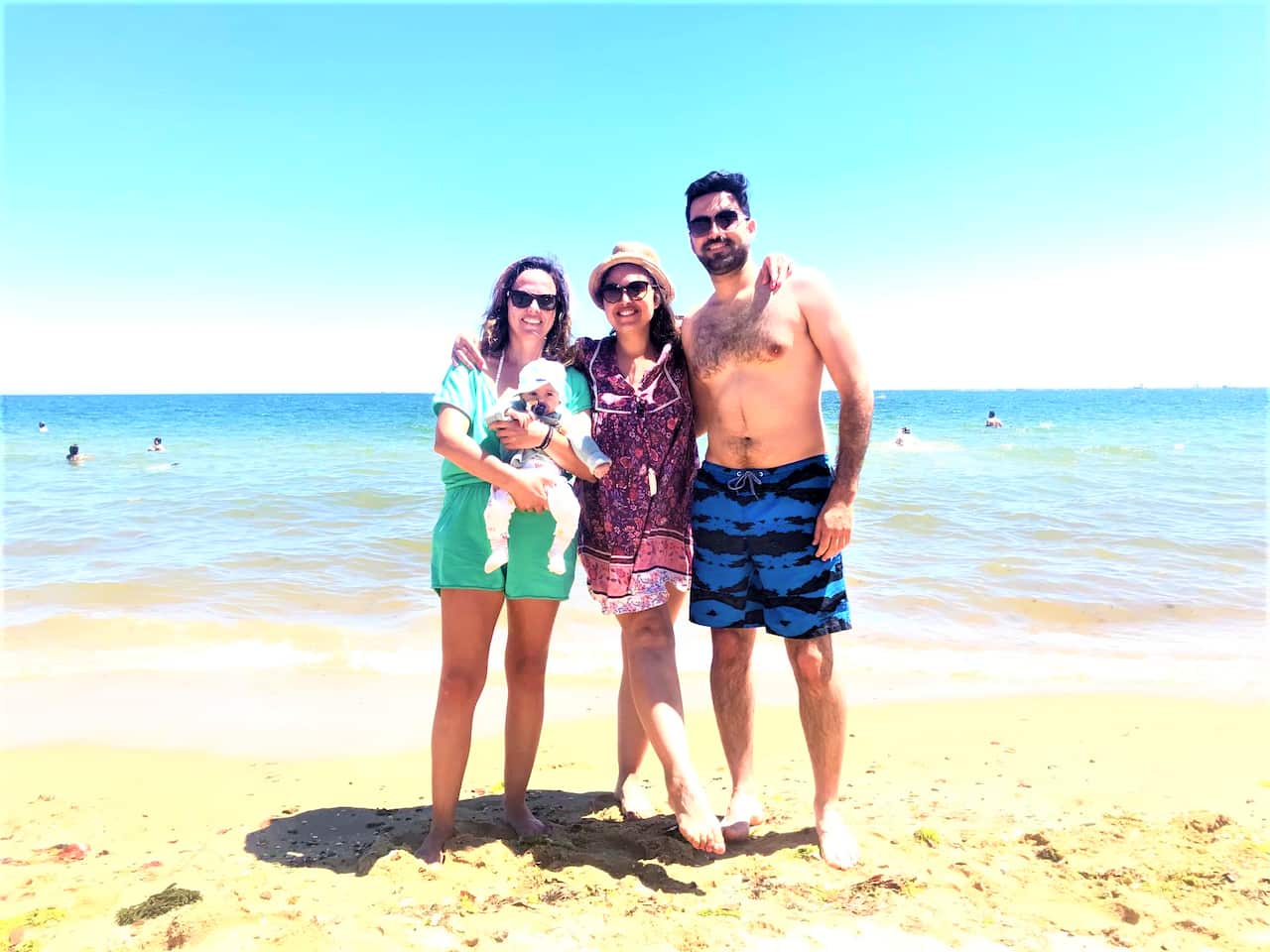 Dimitra Giannouli holding her niece Elena-Kyriaki and Kostas Karvounis' baby girl Artemis. 