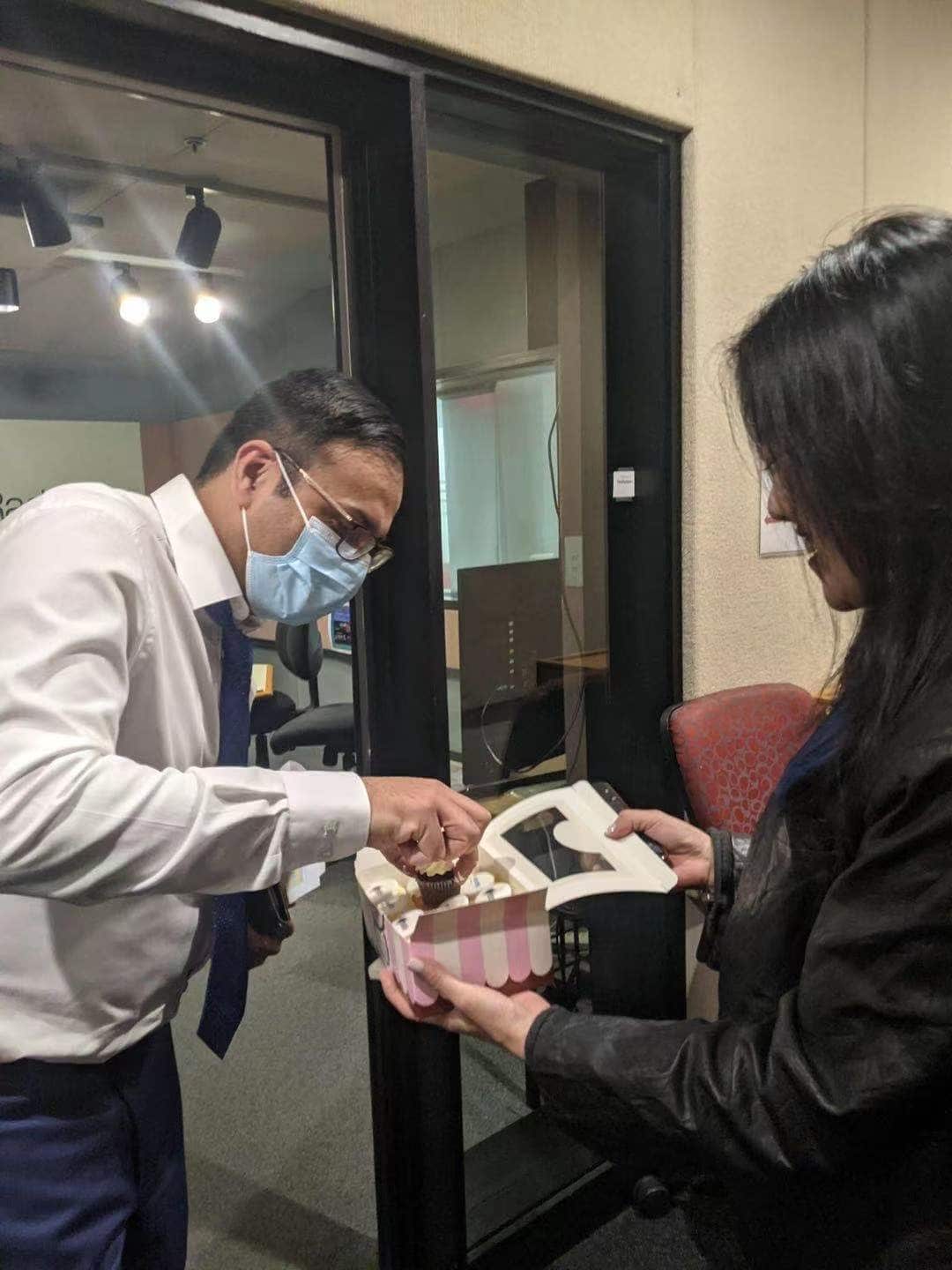 Yutong Ding with SBS staff