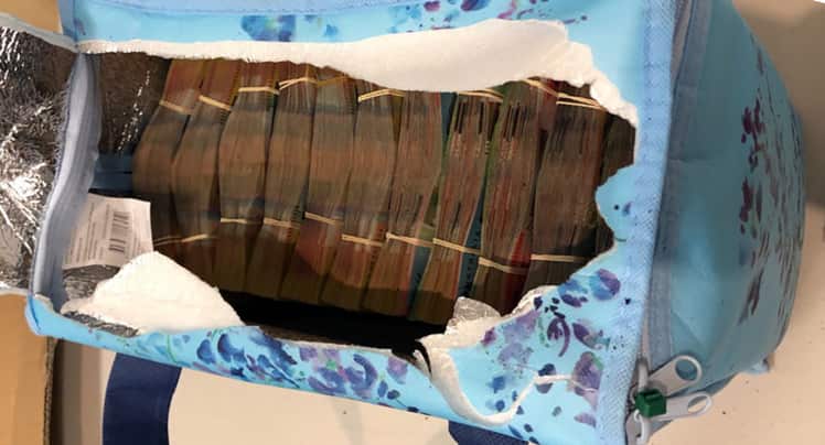 A stash of cash seized in the AFP money laundering arrests. Picture: Australian Federal Police