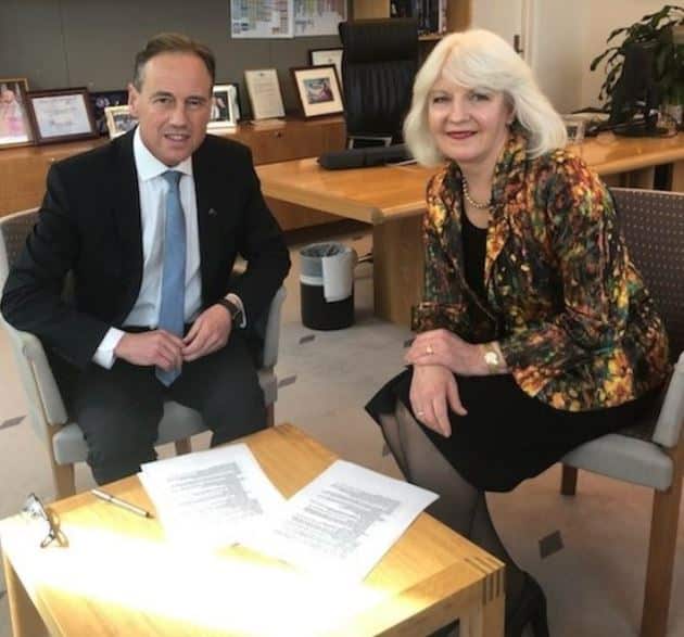 Ms Morgan with Health Minister Greg Hunt.