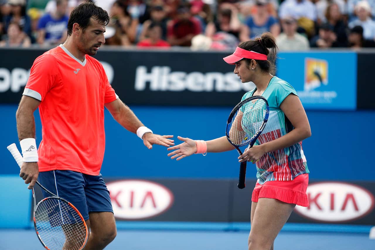 Sania Mirza and Ivan Dodig, the mixed doubles pair in the Aus Open semi finals today